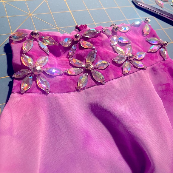TIFFANYSLABEL PINK/LAVENDER/PURPLE SHEER TIE-DYE DRESS W/EMBELLISHMENT - Picture 8 of 10